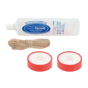 Kirchhoff Gewinde-Dichtungsset, 4-teilig: Hanf, Dichtpaste Neo-Fermit und 2 Rollen PTFE-Band.