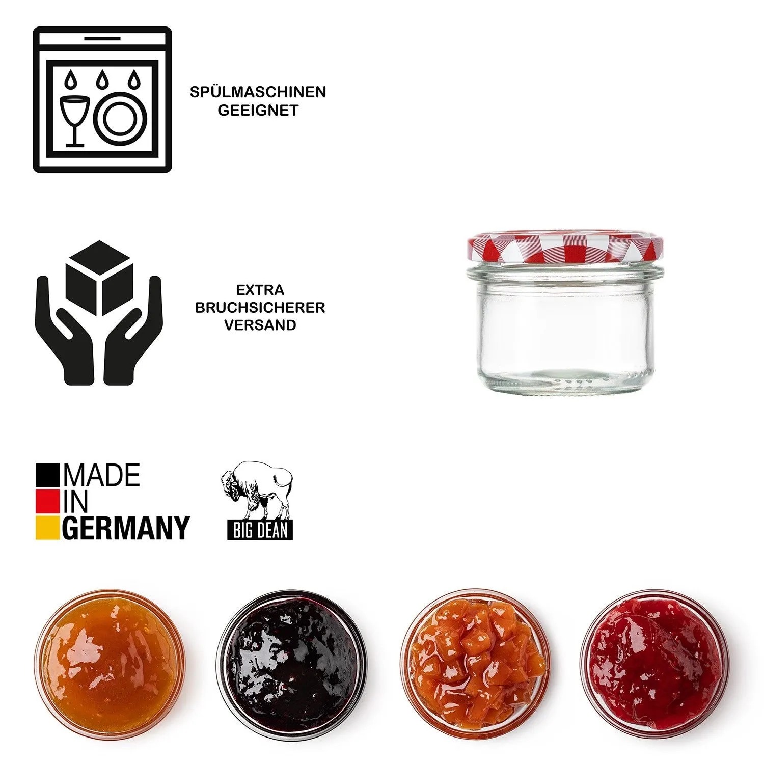 BigDean 24x Marmeladengläser 125ml Einmachgläser Klein Gläser Zum Verschenken Schraubgläser Made In Germany Sturzgläser Mit Deckel TO 66 Rot kaufen bei OBI