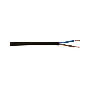 Schwarze Schlauchleitung H03VV-F 2x0,75 als Meterware, flexible PVC-Leitung.