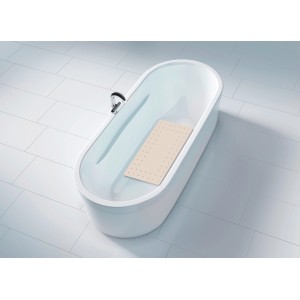 Beige Wenko Wanneneinlage Mirasol in Badewanne, 69x39 cm, Kautschuk mit Saugnäpfen für Rutschfestigkeit.