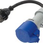 CEE Kupplung auf Schutzkontaktstecker, 3-polig, IP44, blau/grau.