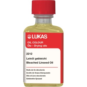 Flasche Lukas Leinöl gebleicht, 50 ml, für Ölmalerei und Künstlerbedarf.
