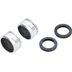 Mischdüse M24, verchromt, 2er-Set mit Dichtungen für angenehmen Wasserstrahl und Wassersparfunktion.