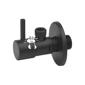 Schwarzes, mattes baliv Eckventil EV-3420 mit Bedienhebel für Waschtischarmatur.