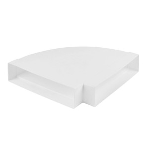 Weißer 90° Bogen für Flachkanalsystem 125, waagerecht. Für Dunstabzugshauben geeignet.