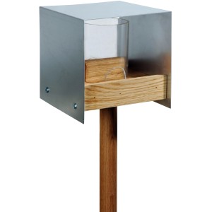 Dobar Design Vogelhaus im Bauhausstil mit Ständer aus Eichenholz und Metall.