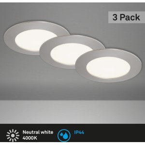 Briloner LED Einbauleuchten Flat In 3er-Set Neutralweiß 12 x 2,8 cm Matt-Nickel