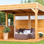 Holz-Pavillon Toulouse, schiefergrau lasiert, 294x294 cm. Gartenlaube mit Sitzbereich im Grünen.