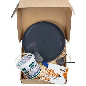 DIY Betonuhr Set von CREATE! by OBI mit Beton, Gießform, Uhrwerk und Zubehör im Karton.