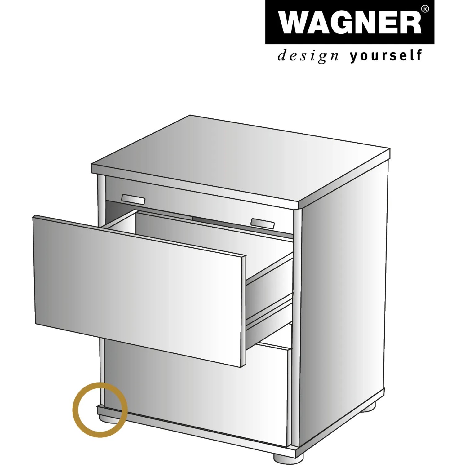 Wagner Verstellfuß Justus Slim QuickClick 4er Set, Möbelbein zur Höhenjustierung mit Gleiteinsätzen.