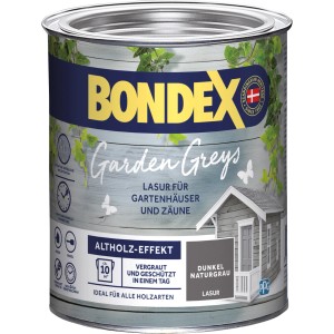 Dunkelgraue Bondex Garden Greys Holzlasur für den Außenbereich, 750ml Dose.