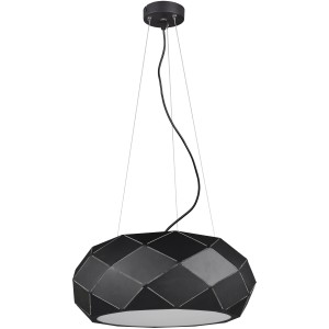 Moderne Trio Pendelleuchte Zandor, schwarz matt, mit geometrischem Muster. Ideal für Wohnräume.