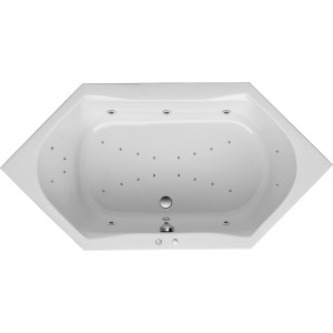 Ottofond Corsica Premium Whirlpool, 200x100 cm, weiße Acryl Badewanne mit Hydromassage-Düsen.