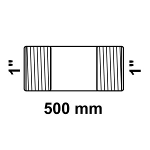Abbildung eines verzinkten Rohrdoppelnippels, 33,3 mm (1 AG) x 500 mm, für Temperguss-Fittings.