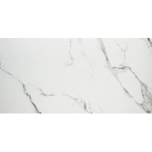 Weiße Feinsteinzeug Bodenfliese (60x120 cm) mit polierter Marmor-Optik für Innenräume.