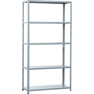 Graues Metall-Steckregal MEDIUM mit 5 Böden, 193x100x40 cm, ideal für Keller und Garage.