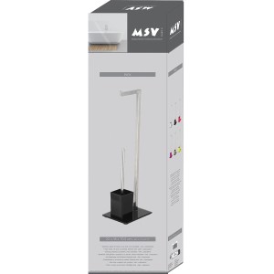 MSV WC-Garnitur aus Edelstahl und Glas, schwarz. WC-Bürsten-Set im Karton.