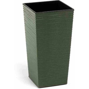 Siena Garden Pflanzsäule Eco Nizza, 2er-Set, grün, mit Rillenoptik und Holzfaseranteil.