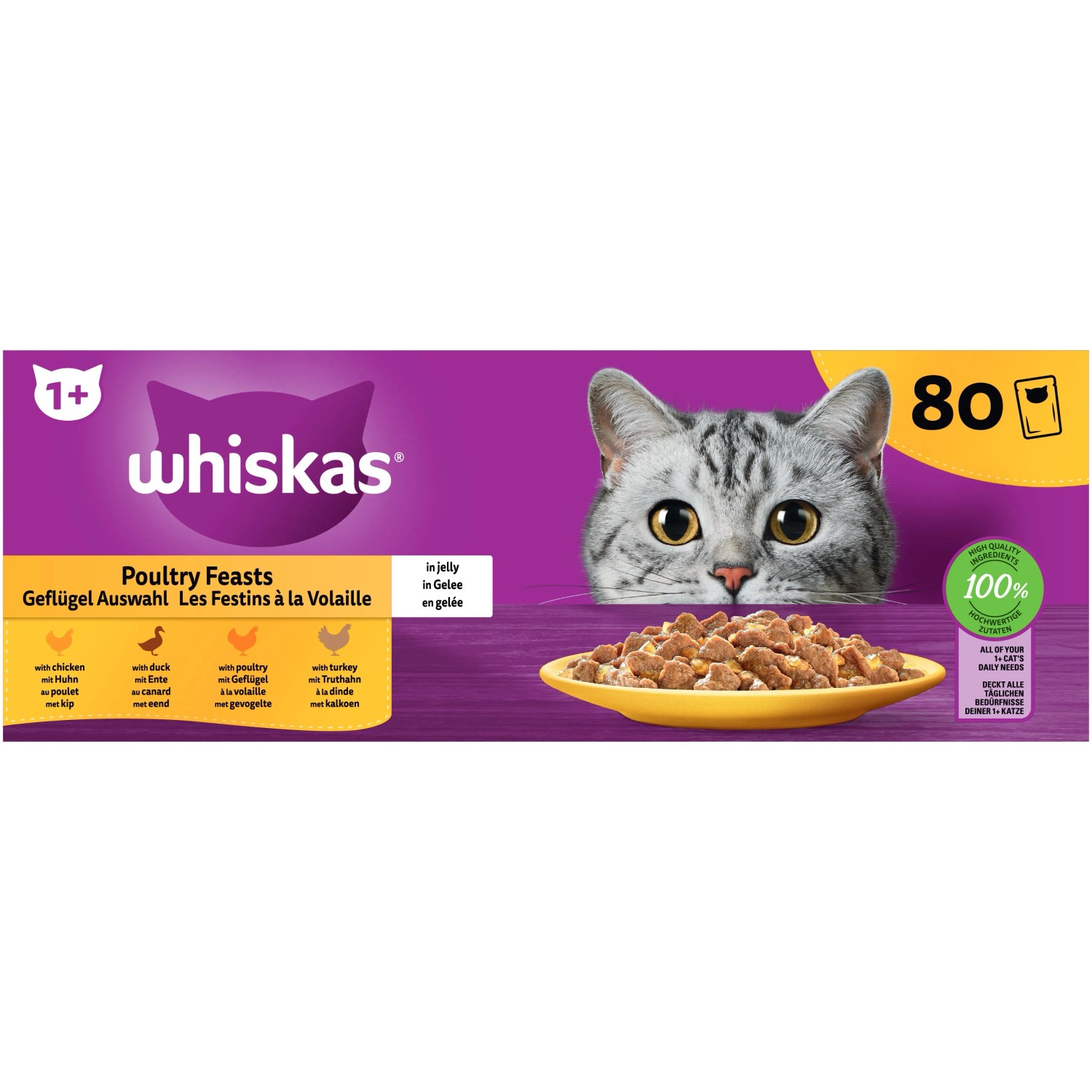 Whiskas Katzen-Nassfutter Megapack 80 x 85 g Geflgel Auswahl in Gelee  kaufen bei OBI