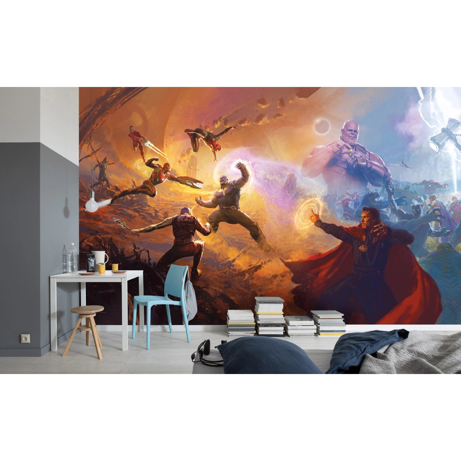 Komar Vlies Fototapete Avengers Epic Battles, 500x280cm, mit Superhelden-Motiv.