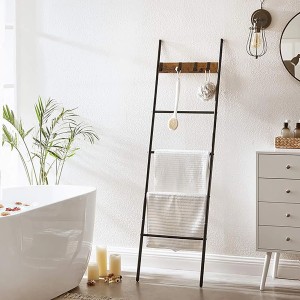 Songmics Handtuchleiter Barnet mit Haken Braun-Schwarz