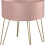Rosa Sitzhocker Blush Bordeaux mit Stauraum, Samtbezug und goldenem Metallgestell.