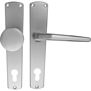 Alpertec Langschild-Garnitur Phil, Alu F1 silber eloxiert für Wohnungseingangstür.