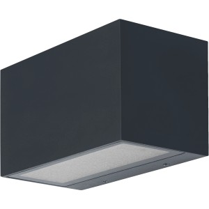 Moderne, dunkelgraue Ledvance Smart+ Brick LED-Außenwandleuchte mit Multicolor-Funktion.