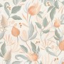 AS Creation Vliestapete mit Knospenmuster in Beige, Grün und Orange. Dekorative Tapete mit floralem Design.