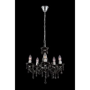 Schwarzer Globo Kronleuchter Cuimbra II mit Acrylglassteinen für 5 Leuchtmittel.