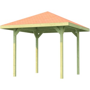 Weka Pavillon Gartenoase 651 aus Holz mit Dachschindeln, 294x294 cm.