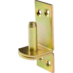 Gelb verzinkter Aufschraubkloben D1, 80x30 mm, Bolzen Ø 10 mm, zur Befestigung von Ladenbändern.