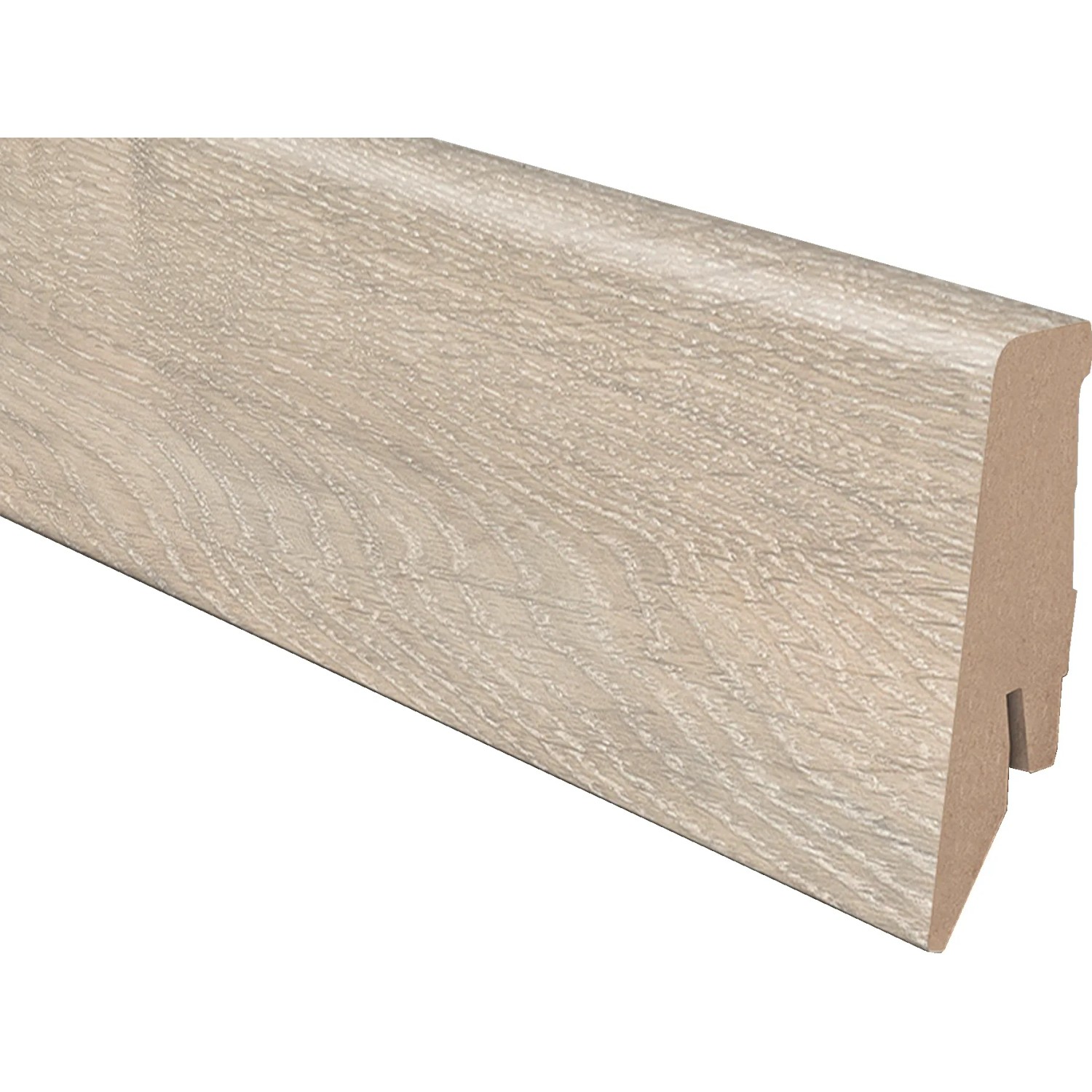 Sockelleiste K58C Eiche Colorado, 58 mm hoch, zur Wandbefestigung mit Clips.