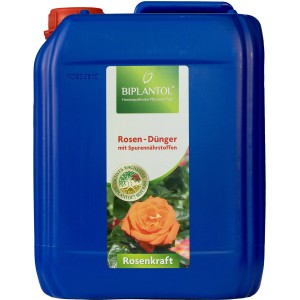 Blauer Kanister Biplantol Rosenkraft Flüssigdünger 5 l für üppige Rosenblüten.