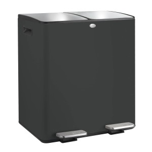 Spirella Kosmetikeimer Aliya, 2x20L, Schwarz Matt, mit zwei Fächern zur Mülltrennung.