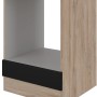 Flex-Well Herdumbauschrank Capri, 60 cm, Schwarz Matt/Endgrain Oak, mit Nische für Einbauherd.