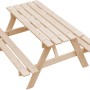 Timbela Kindersitzgarnitur M018-1 Groß aus Holz, ideal für den Garten. Kindermöbel-Set mit Tisch und Bänken.