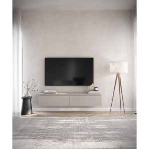Selsey TV-Hängeboard Bemmi 150 cm in Kaschmirgrau, schwebend unter TV. Modernes Lowboard mit zwei Fächern für Stauraum.