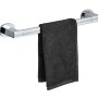 Wenko Badetuchstange Uno Maribor, 40 cm, silber glänzend mit schwarzem Handtuch.