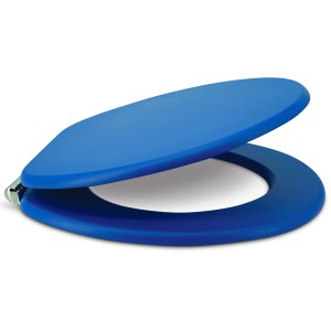 Sanfino WC-Sitz Deep Blue, Toilettendeckel mit Absenkautomatik aus Holz, blaue Farbe.