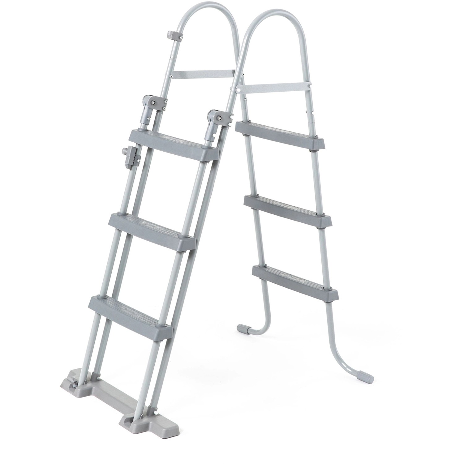 Leiter für Bestway Stahlrahmenpool-Set Power Steel, graue Sicherheitsleiter mit Stufen.