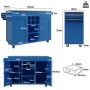 okwish Kücheninsel mit Speicherraum Multifunktion Küche 102x45x92cm Blau_5