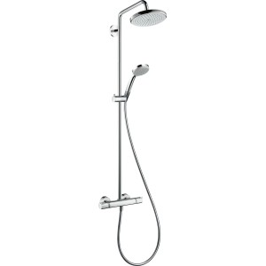Hansgrohe Croma Showerpipe 220 1jet Brauseset mit Thermostat in Chrom.