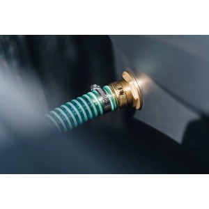 Geka Regentonnen Verbinder Set mit Messinganschluss und grünem Schlauch.