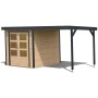 Karibu Gartenhaus Set Ernesto A mit Anbaudach, naturbelassen/anthrazit, 4,45 m².