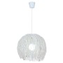 Weiße Korb-Pendelleuchte Struwel, Ø 40 cm, aus Rattan. Moderne Hängelampe für Wohnräume.