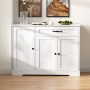 okwish Sideboard mit 3 Türen Schublade Wohnzimmer Diele 107x83x40cm Weiß_2
