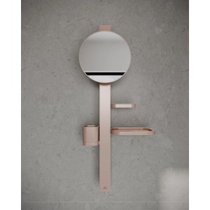 Ideal Standard Beauty Kosmetikspiegel-Set Bar S700 Rosé mit Spiegel, Ablagen und Becher.