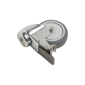 Apparate-Lenkrolle Ø 75mm mit Feststeller, Rückenloch und Kugellager, Traglast 50kg.
