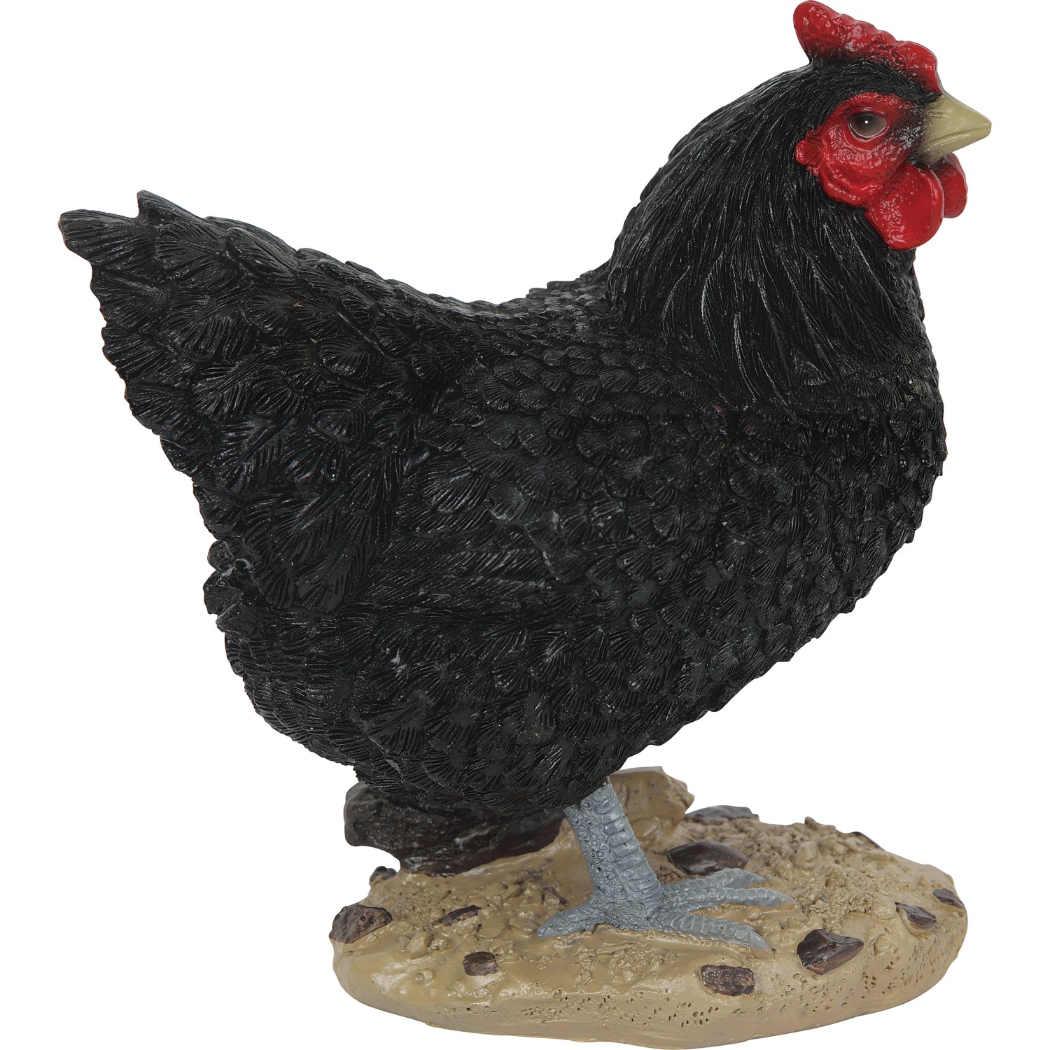 Schwarze Dekofigur Henne, 16x10x19 cm, für die Gartendekoration.